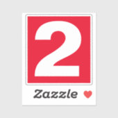 Nummer zwei Rot-Weiß-Aufkleber Aufkleber (Blatt)