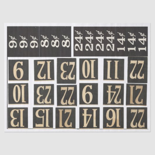 Nummerierte Kram-Zeitschriften-Elemente Seidenpapier (Vorderseite)