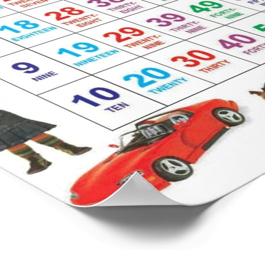 Nummern 1-100 poster (Ecke)