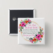Nummern 6:24-26 Christlicher rosa Blumenkranz Button (Vorne & Hinten)