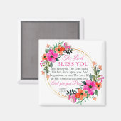 Nummern 6:24-26 Christlicher rosa Blumenkranz Magnet (Vorderseite/Rückseite)