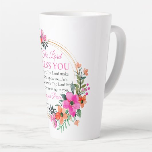 Nummern 6:24-26 Christlicher rosa Blumenkranz Milchtasse (Rechte Ecke)