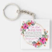 Nummern 6:24-26 Christlicher rosa Blumenkranz Schlüsselanhänger (Vorderseite)