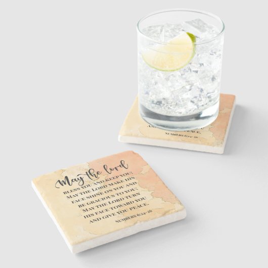 Nummern 6:24-26 Der Herr segne dich und Behalte di Steinuntersetzer (Seitenansicht)