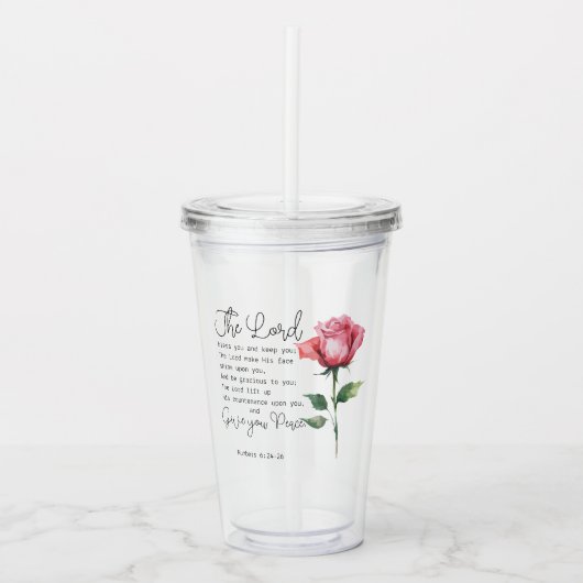 Nummern 6:24-26 Der Herr segne Sie die Blume der R Acryltrinkbecher (Vorderseite)
