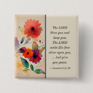 Nummern 6 24-26 Lord Bless You Floral Watercolor Button