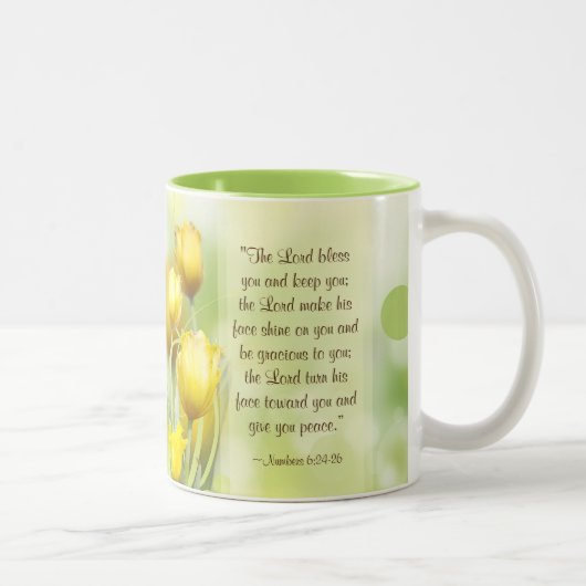 Nummern 6:24-26, Lord's Segen, Gelbe Tulpen Zweifarbige Tasse (Rechts)