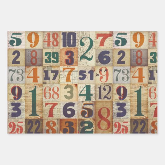 Nummern für Dekodierung oder Collage Geschenkpapier Set (Vorderseite)