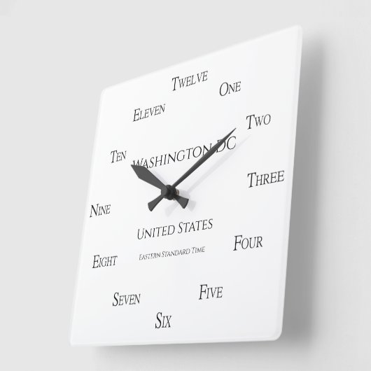 Nummern in Englisch Custom City Country & Time Zon Quadratische Wanduhr (Winkel)