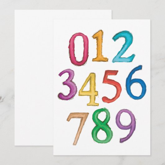 Nummern zu neun Einladungen (Vorne/Hinten)