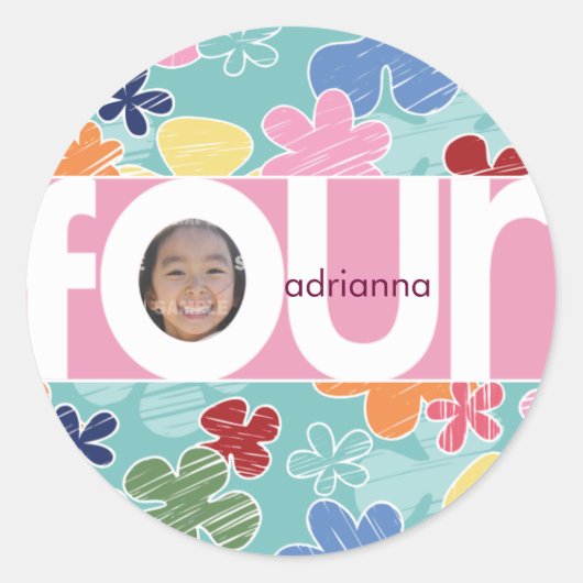 Nummernaufkleber für Blume Runder Aufkleber (Vorderseite)