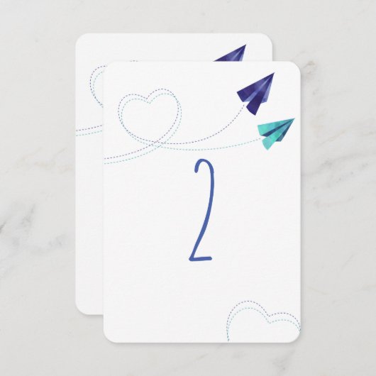 Nummernkarte für das Flugzeug Papier Einladung (Vorne/Hinten)