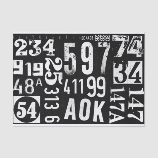 Nummernpapier für die Dekodierung und Collage von  Seidenpapier (Vorderseite)