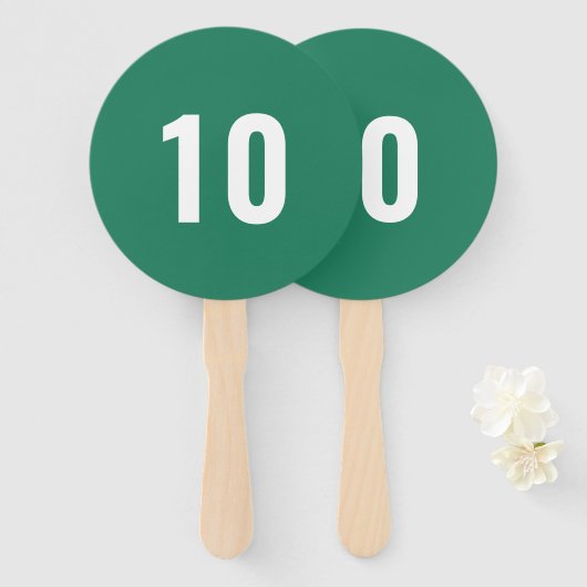 Nummernsattel | Modernes Green Event Game Score Fächer (Vorne und Hinten)
