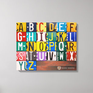 Nummernschild-Buchstaben-Kunst-Alphabet-Schild Leinwanddruck