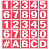 Nummernschild in Rot-Weiß-Aufklebern Aufkleber (Vorderseite)