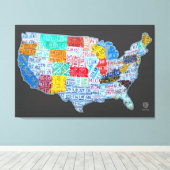 Nummernschild Karte der USA auf Grau Leinwanddruck (Insitu (Holzboden))