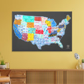 Nummernschild Karte der USA auf Grau Leinwanddruck (Insitu (Wohnzimmer))