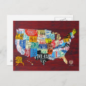 Nummernschild Karte der USA Postkarte (Vorne/Hinten)