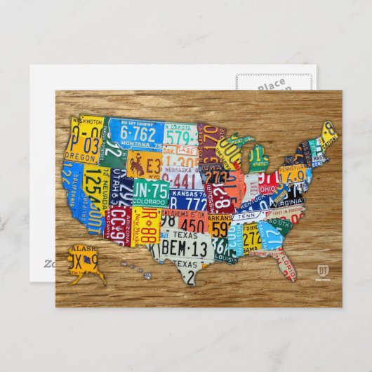 Nummernschild Karte der USA Reisen die 50 Staaten (Vorne/Hinten)