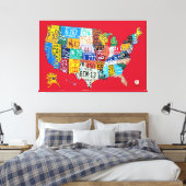 Nummernschild Karte der USA Wrapped Canvas Red Leinwanddruck (Insitu (Schlafzimmer))