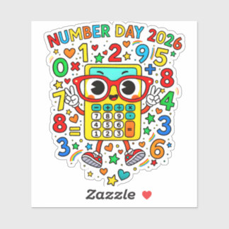 Nummerntag 2026 Bunte Mathe-Sticker für die Schule Aufkleber