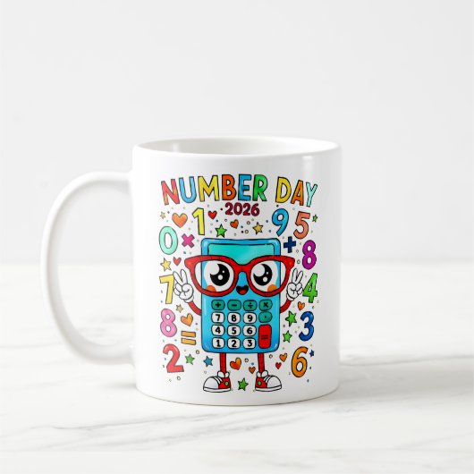 Nummerntag 2026 Süße Mathe-Rechner-Tasse Kaffeetasse (Links)