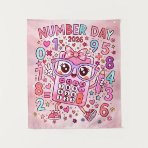 Nummerntag 2026 Süßer Rosa Mathe-Rechner Poster Wandteppich
