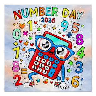 Nummerntag 2026 Süßer Taschenrechner Mathe-Design Poster