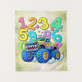 Nummerntag-Monstertruck-Mathesign-Design Wandteppich