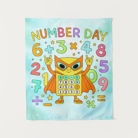 Nummerntag Süße Mathe-Rechner Eule Poster Wandteppich (Vorderseite)
