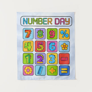 Nummerntags-Mathematik-Icons Taschenrechner-Design Wandteppich