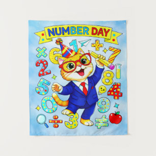 Nummerntags-Smart-Cat-Mathe-Design für Kinder Wandteppich
