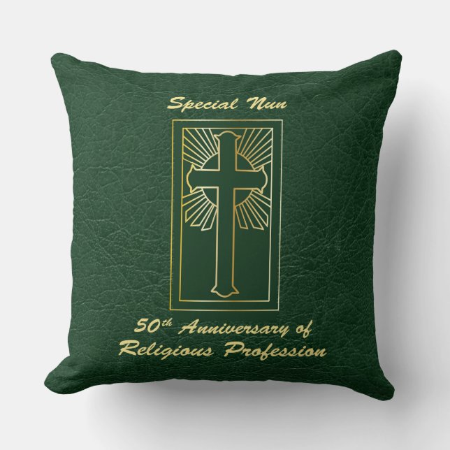 Nun, 50. Jahrestag der religiösen Beruf Green Kissen (Vorderseite)