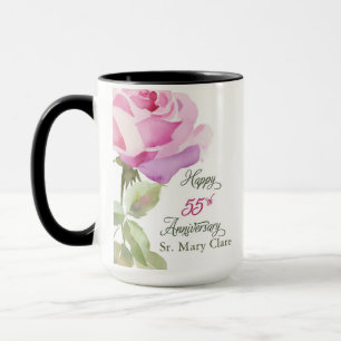 Nun 55th Anniversary Jubiläums Custom Name Pink Ro Tasse