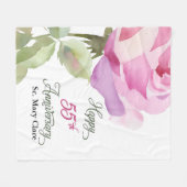 Nun 55th Anniversary Jubilee Custom Name Pink Rose Fleecedecke (Vorderseite (Horizontal))