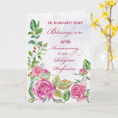 Nun, 60. Jahrestag der religiösen Beruf Pink Karte (Gelbe Blume)