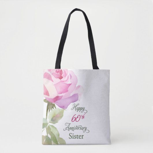 Nun 60th Anniversary Catholic Jubilee Pink Rose Tasche (Vorderseite)
