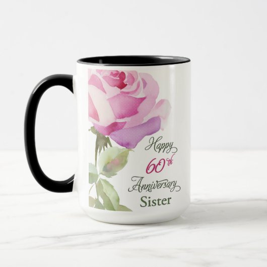 Nun 60th Anniversary Catholic Jubilee Pink Rose Tasse (Links)