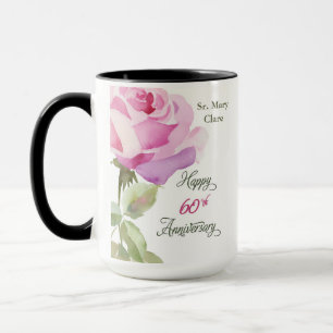Nun 60th Anniversary Jubiläums Custom Name Pink Ro Tasse
