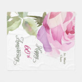Nun 60th Anniversary Jubilee Custom Name Pink Rose Fleecedecke (Vorderseite (Horizontal))