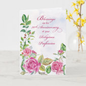 Nun, 70. Jahrestag der religiösen Tätigkeit Pink Karte (Gelbe Blume)