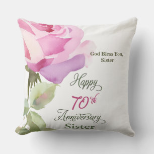 Nun 70th Anniversary Schwester Jubiläum Rosa Rose Kissen