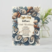 Nun, Beach Seafood Perlauster Braten 30. Geburtsta Einladung (Stehend Vorderseite)