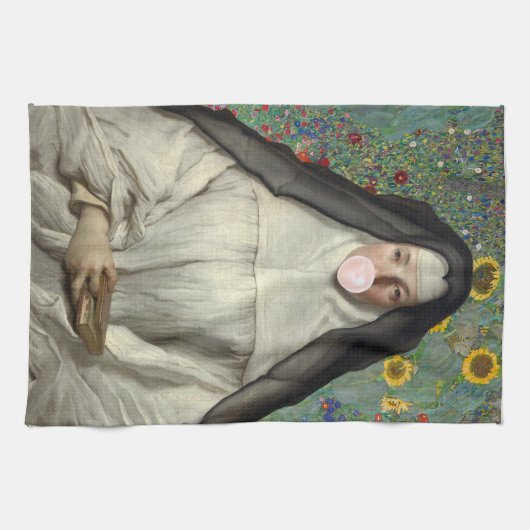 Nun blasen Sie ein rosa Kaugummi Geschirrtuch (Horizontal)