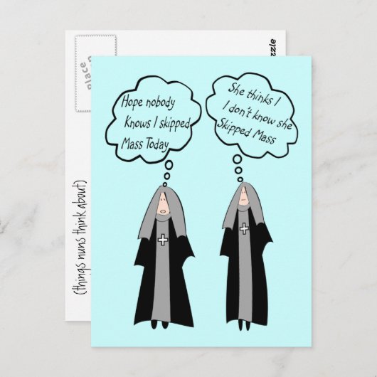 Nun Cards "Things Nuns Think About" lustig Postkarte (Vorne/Hinten)