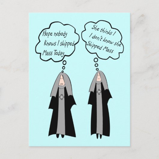 Nun Cards "Things Nuns Think About" lustig Postkarte (Vorderseite)