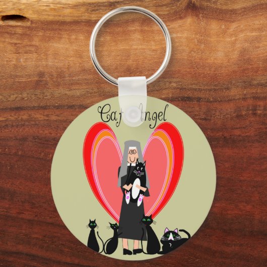 Nun Cat Angel Art Geschenke Schlüsselanhänger (Vorderseite)