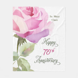 Nun Custom Name 70th Anniversary Jubiläumsrose Fleecedecke