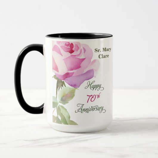 Nun Custom Name 70th Anniversary Jubilee Rose Tasse (Links)